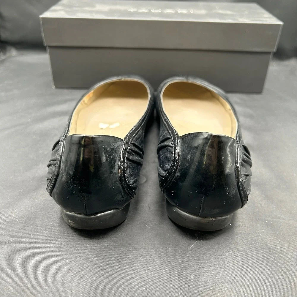 Tahari Ballet Flats Leather Dress Shoes‎ Black Career Office 8.5M Business
